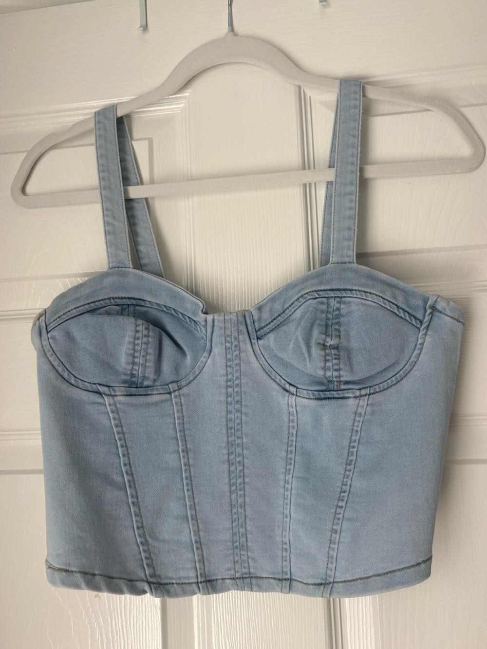 No Boundaries Light Blue Denim Bustier Crop Top